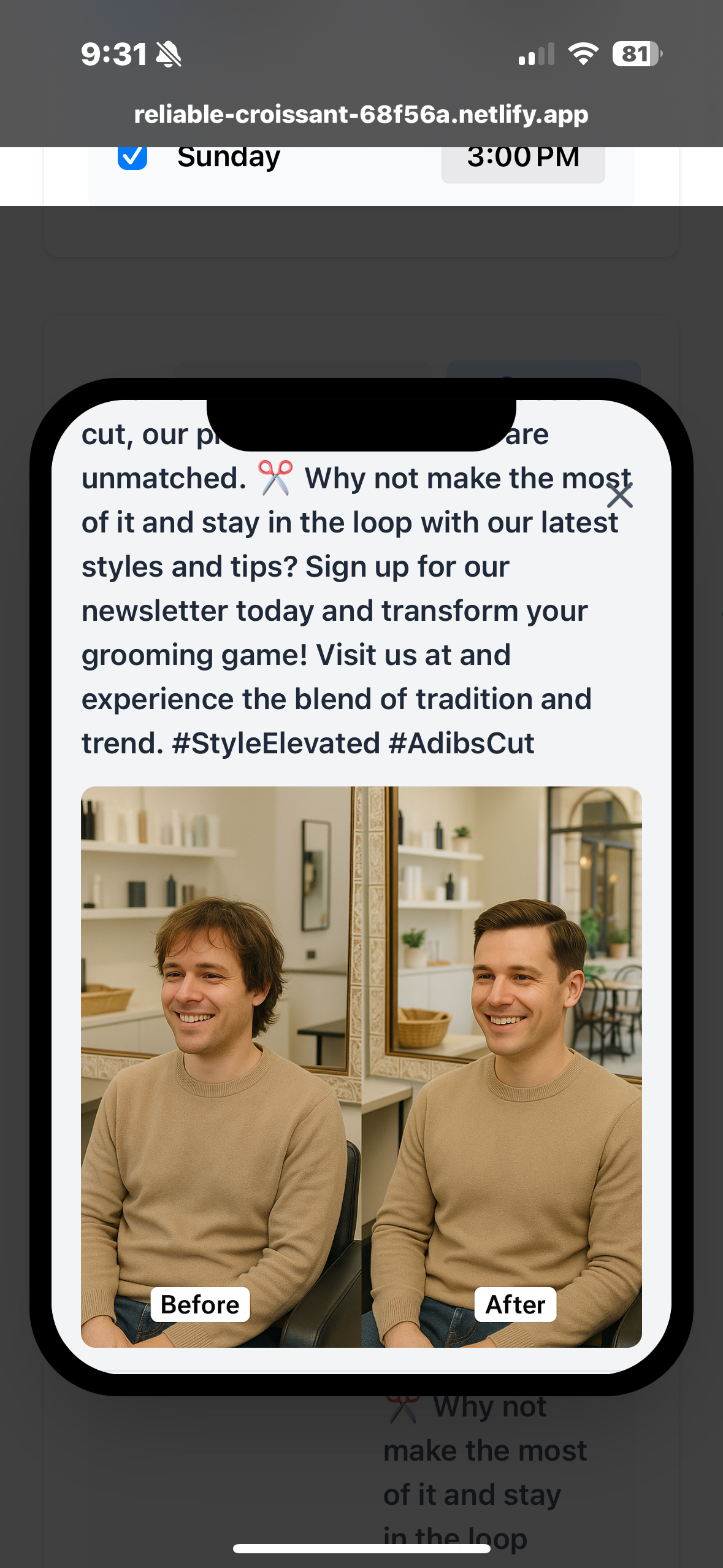 Social media post for hair salon