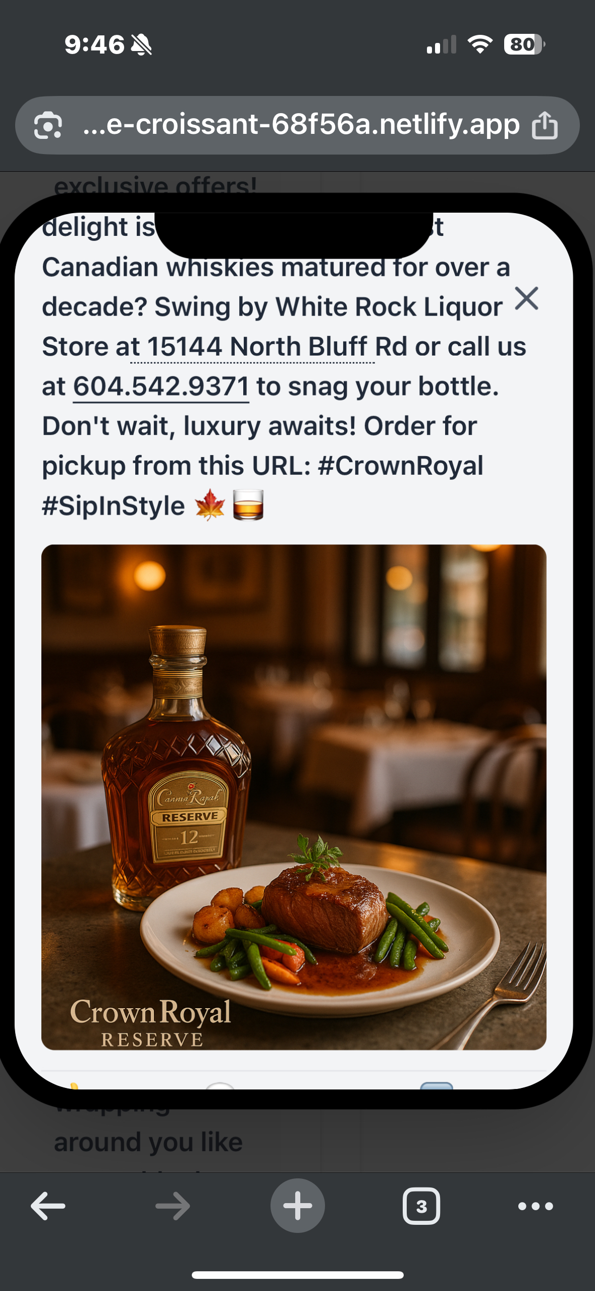 Social media post for liquor store